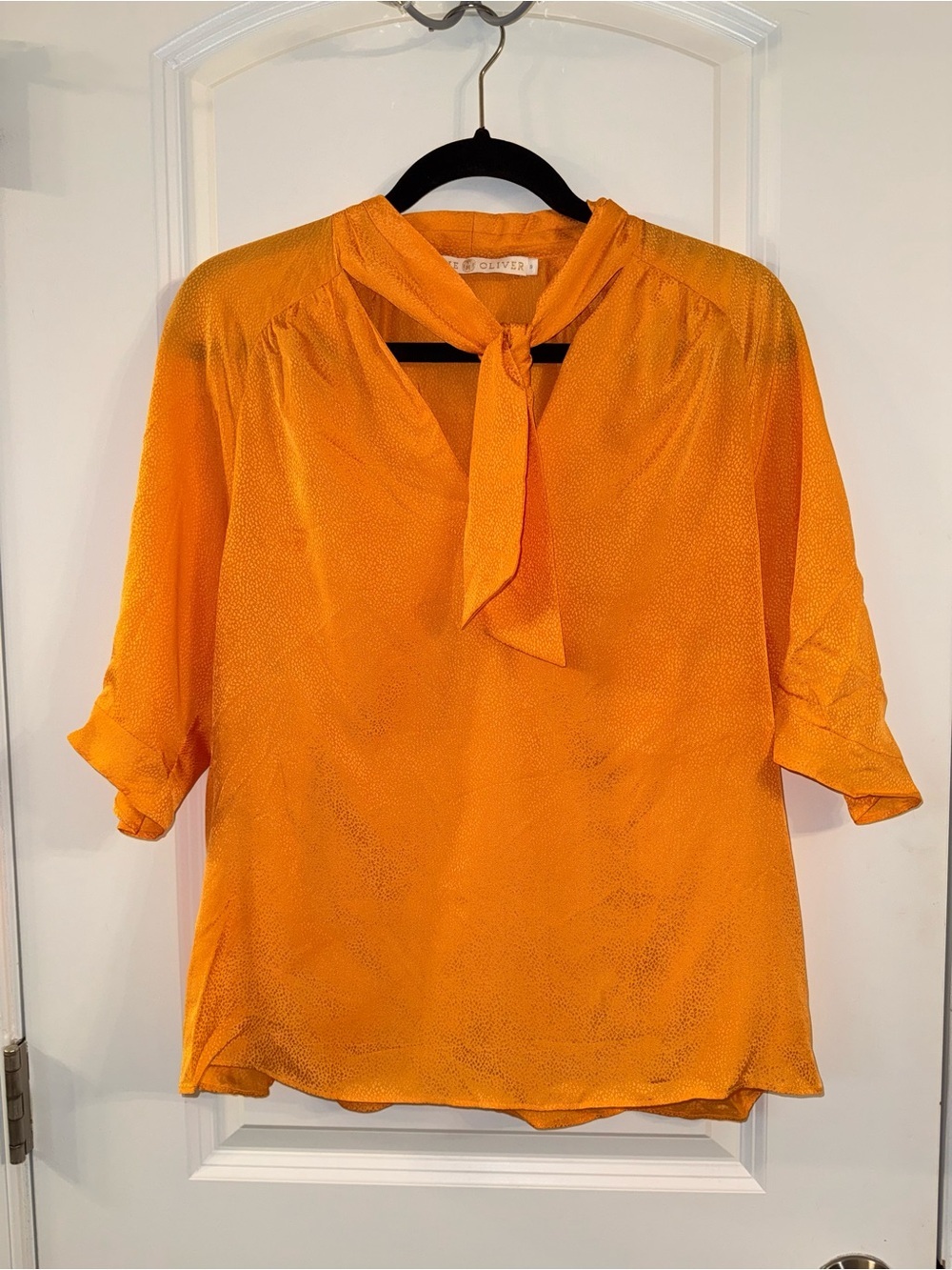 Marie Oliver Bow/ Classic Preppy Orange Blouse- (s)
